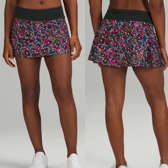 Lululemon Play Off the Pleats Mid-Rise Skirt Floral Electric Rainforest Size 0 - Picture 1 of 9